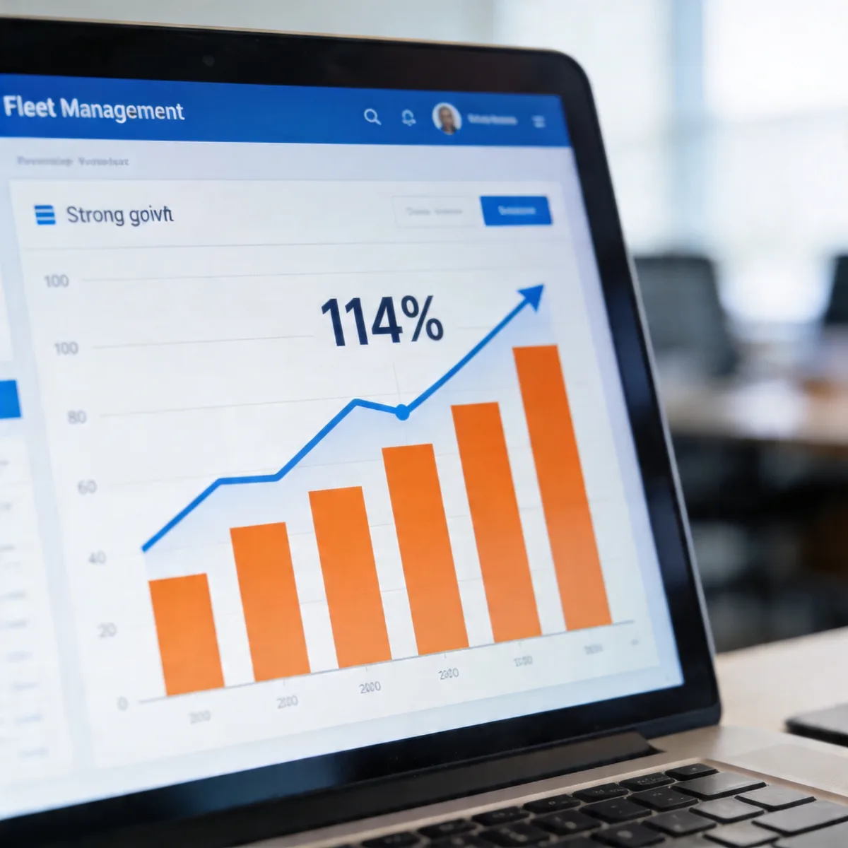 سوق إدارة الأساطيل: نمو 114٪ في السعودية 1 لوحة تحكم إدارة الأساطيل تعرض نمو 114٪ في سوق إدارة الأساطيل السعودي مع رسوم بيانية للتتبع والتحليلات