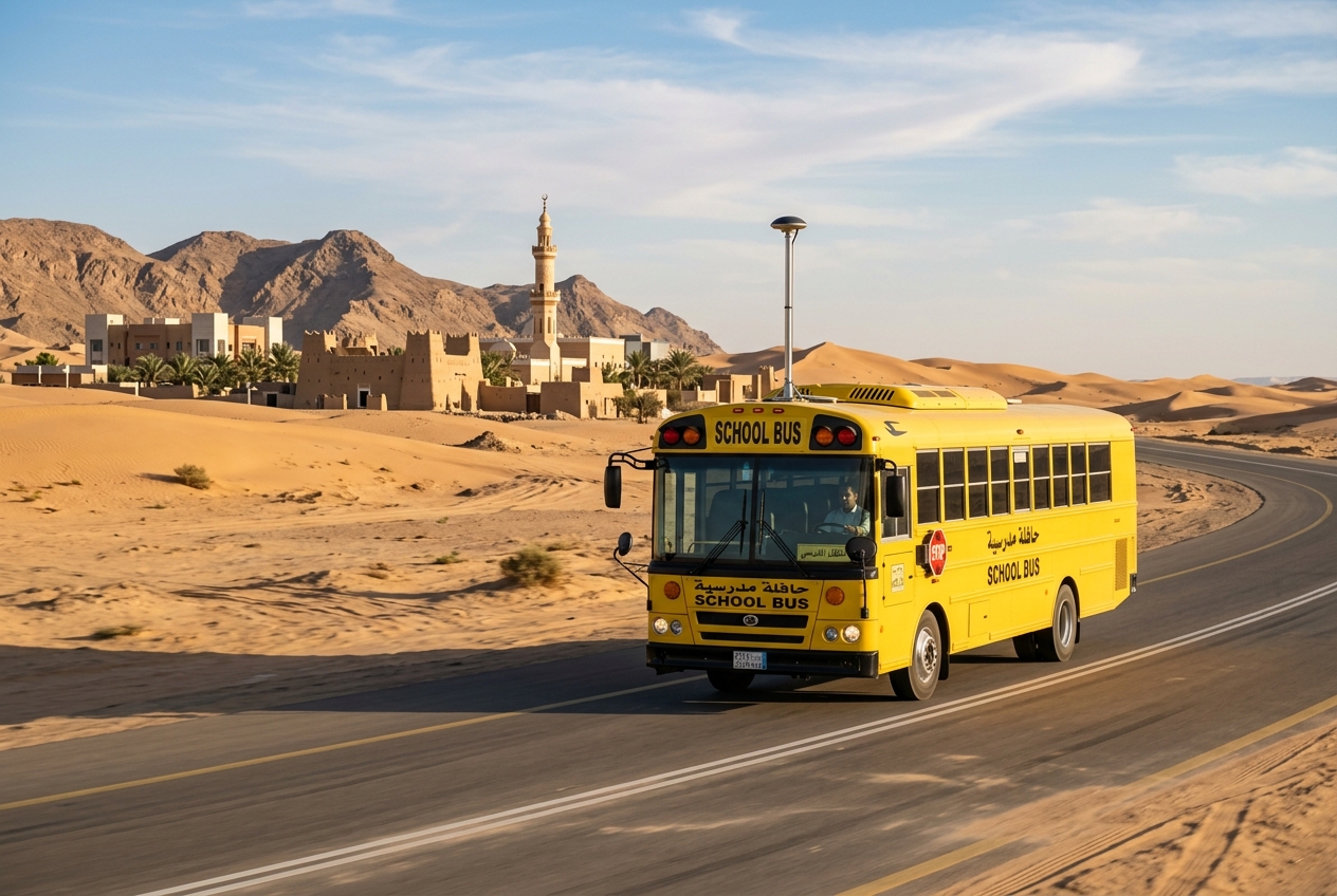 حافلة نقل تعليمي مجهزة بنظام تتبع GPS في السعودية