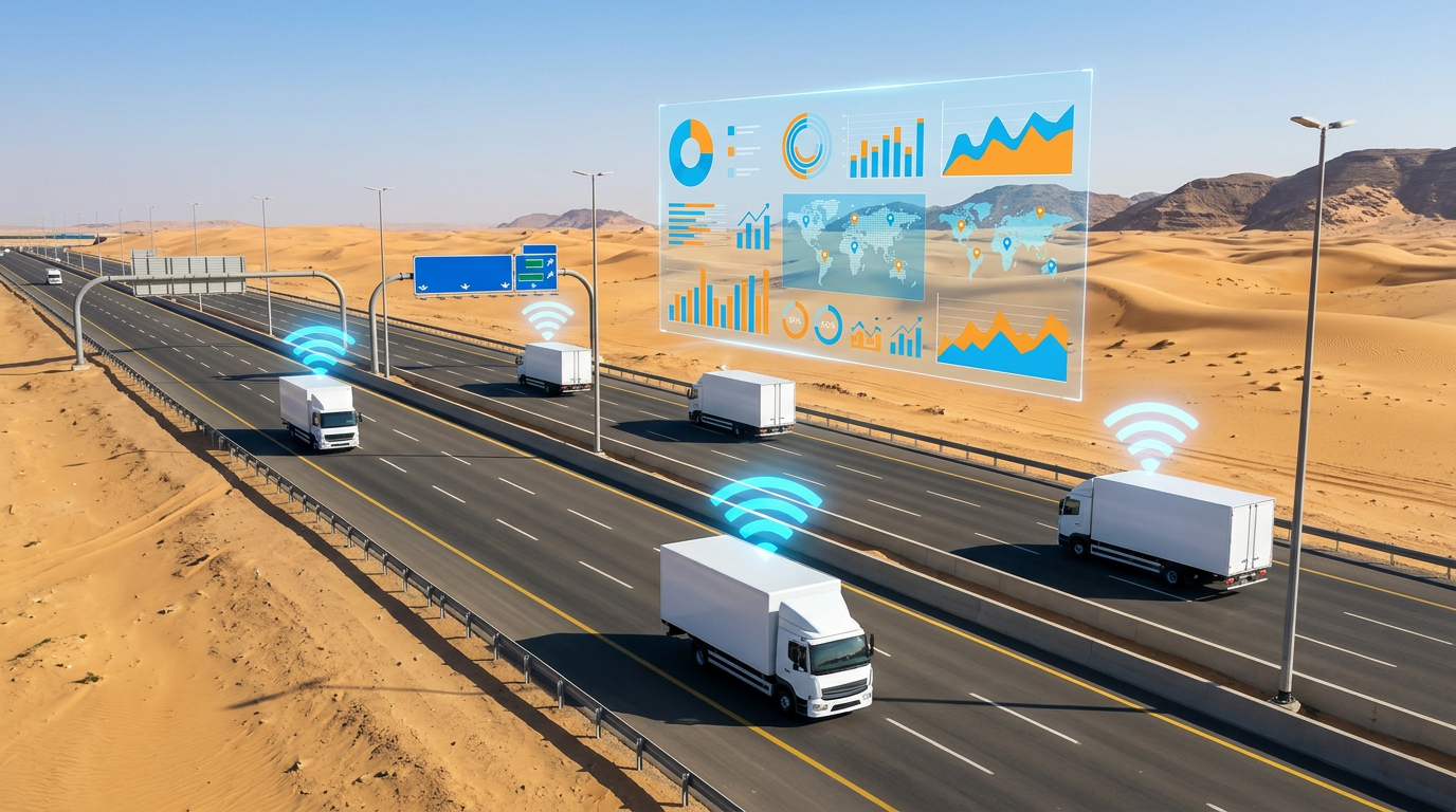 احصائيات تتبع المركبات في السعودية — شاحنات مع إشارات GPS