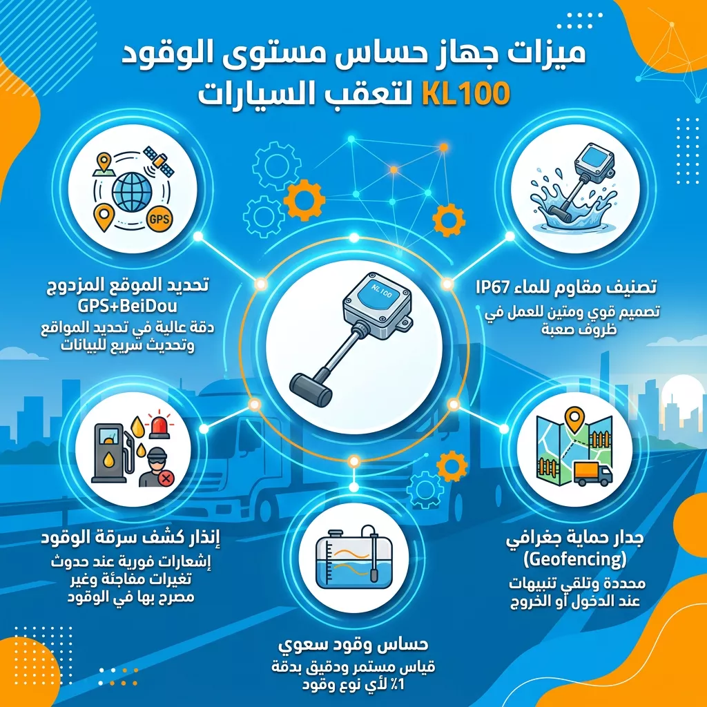 مستشعر وقود GPS: KL100 لكشف سرقة الوقود ومراقبة الأسطول 1 مستشعر مستوى الوقود GPS KL100 من جيمي IoT لمراقبة الأسطول