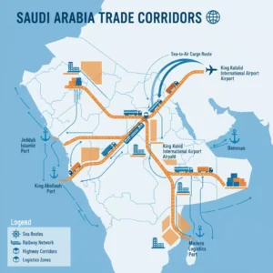 تقنيات اللوجستيات السعودية 2026: استثمارات ضخمة 1 خريطة ممرات اللوجستيات التجارية في السعودية 2026