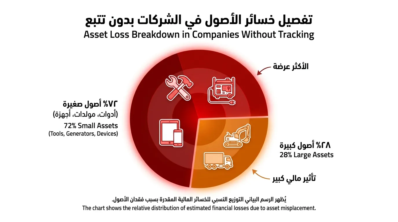 تكلفة عدم التتبع - توزيع خسائر الأصول الصغيرة والكبيرة