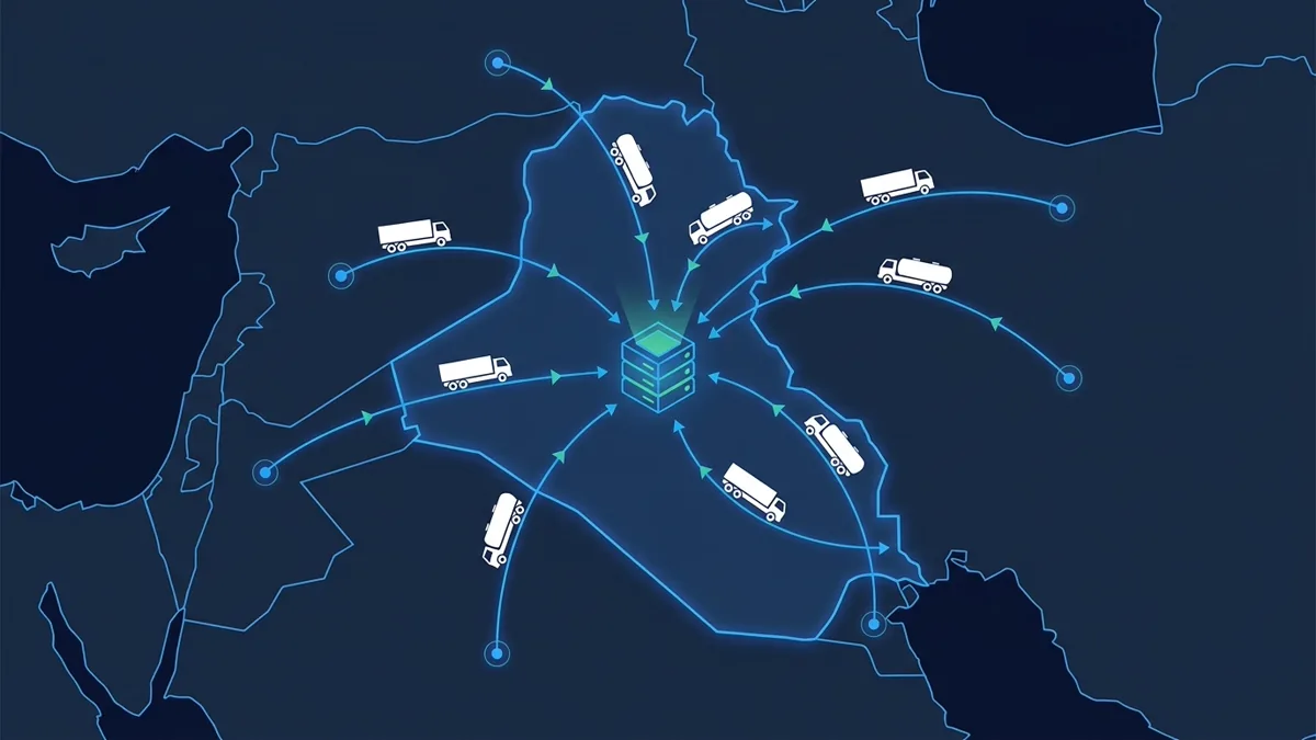 ترخيص تتبع المركبات في العراق: دليل CMC ونظام TIR لعام 2026 1 ترخيص تتبع المركبات في العراق - إنفوغراف تتبع الأسطول عبر ممرات العبور