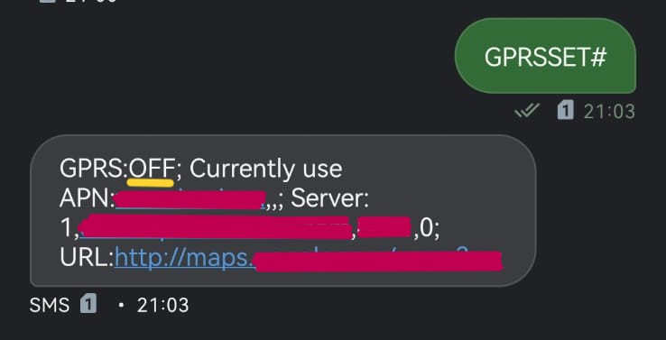 الرد على أمر GPRSSET عند تفعيل جهاز تتبع GT06N